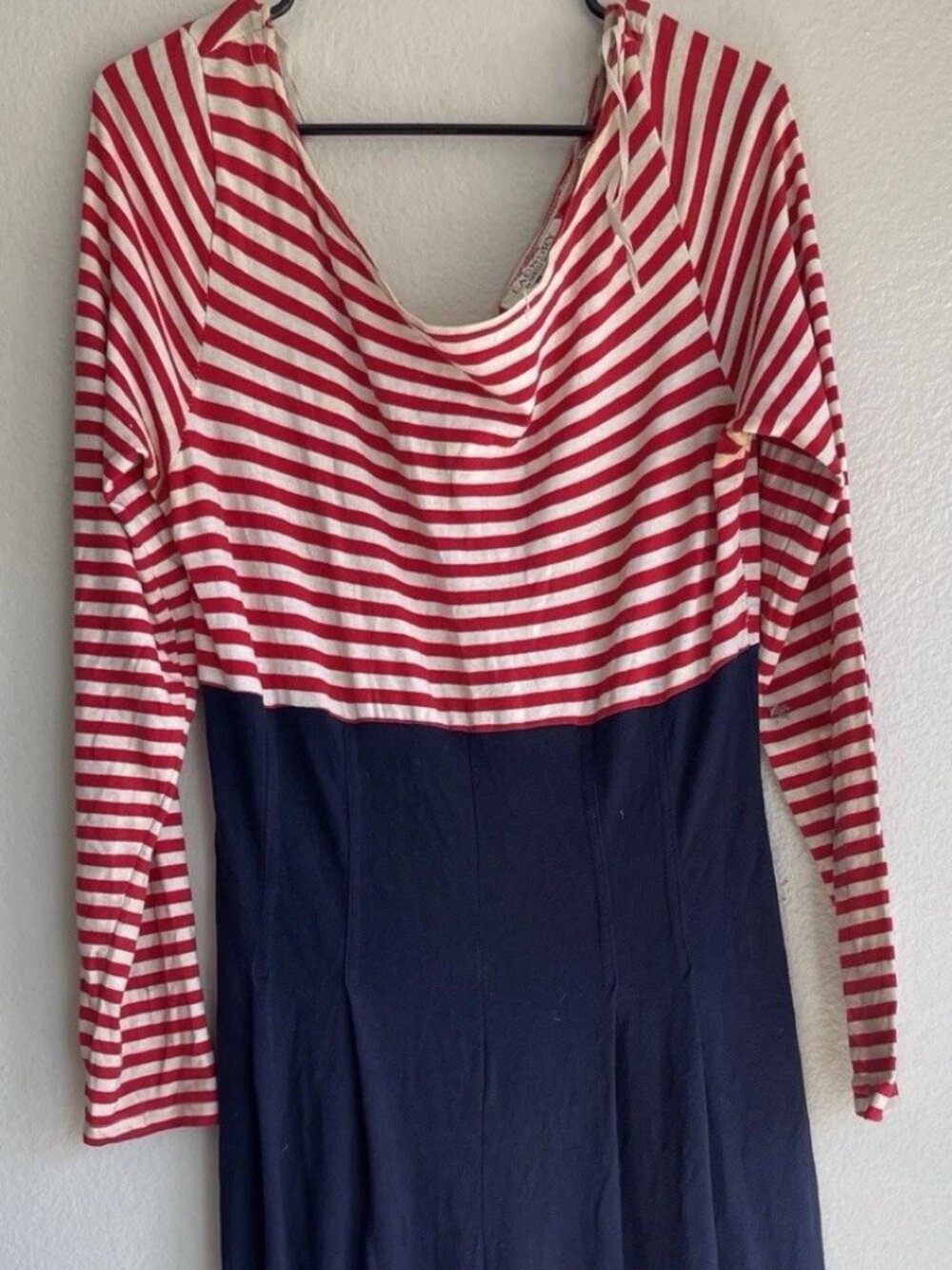 Laundry By Shelli Segal Women's SZ L Linen Blend Stripped Jumpsuit USA Red White